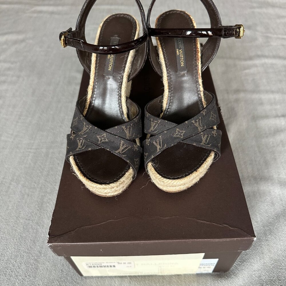 Louis Vuitton Majorca Wedge Sandals – Size 34.5 – Monogram Canvas Espadrille - Picture 8 of 8